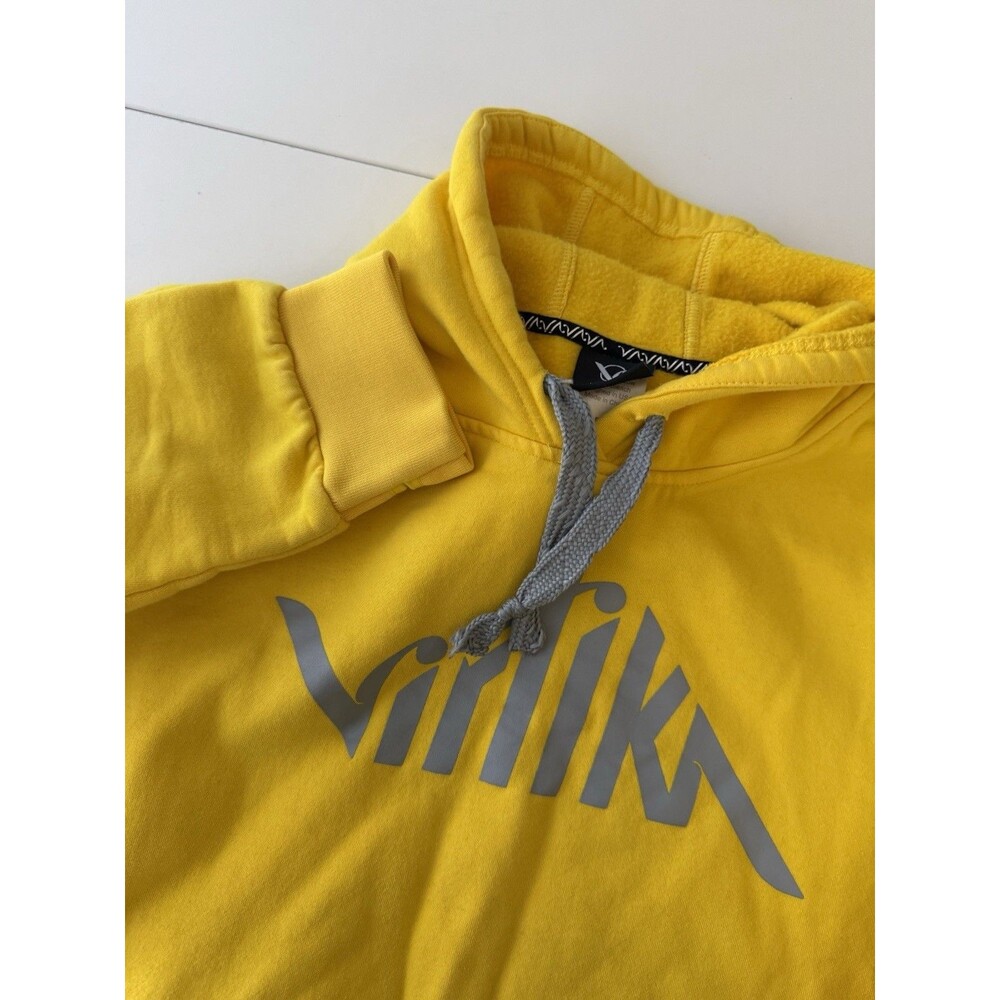 VIRTIKA Hoodie yellow Heavyweight Logo snap hood ski snowboard Large